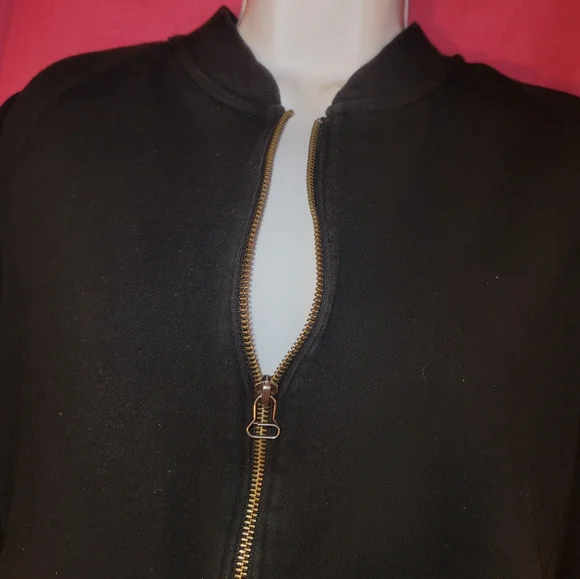 ADIDAS (Size L) bomber jacket color black (dual zipper) - Picture 3 of 8